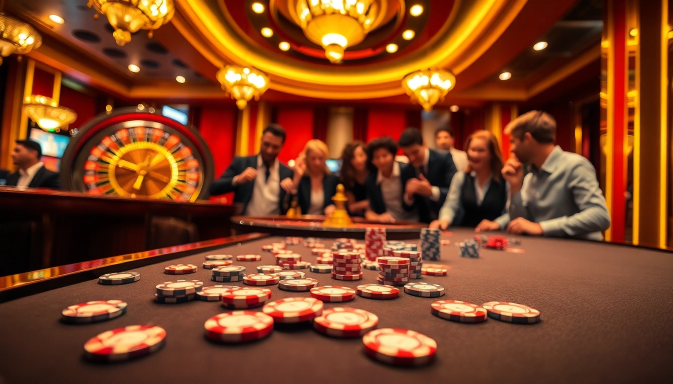 Players enjoying an exciting game of poker at RR88's luxurious casino table.