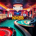 Experience the excitement of NH88 casino with engaging players at poker and roulette tables.