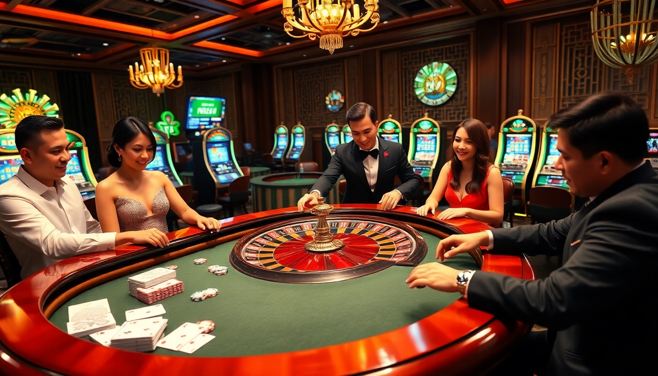 Engaging gambling action at https://rr88.autos/ with players enjoying roulette and poker games.