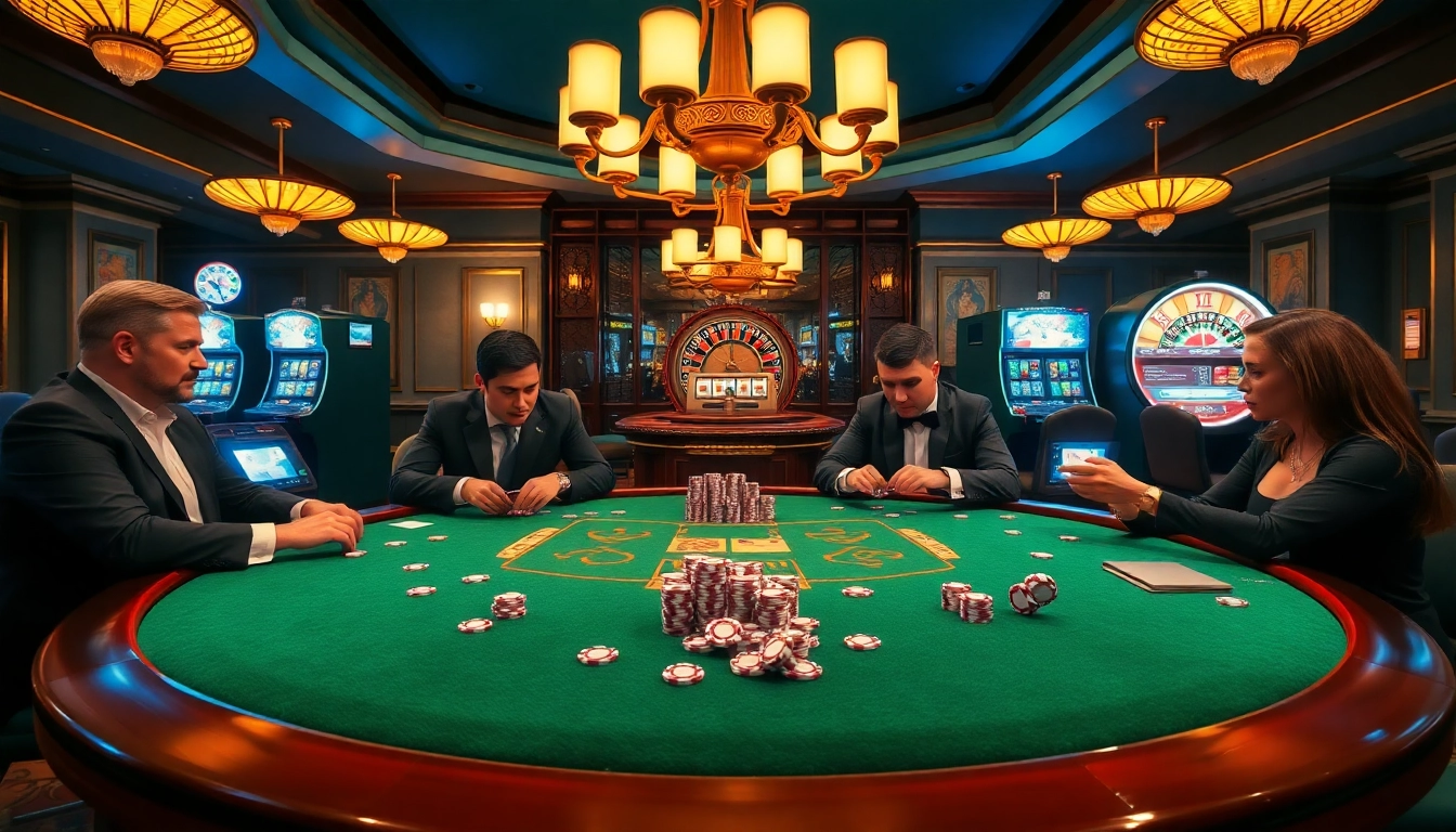 Experience thrilling poker action at https://luckywinn.us.com/ with vibrant chips and luxurious ambiance.