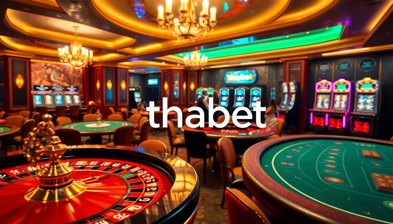 Experience the thrill of 'thabet' at a vibrant casino featuring roulette and poker tables.