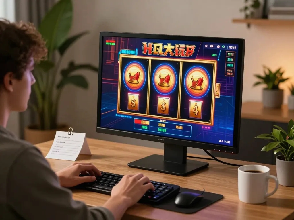 Sungaitoto player enjoying online slots with spinning reels, maximizing winning strategies in a cozy setting.