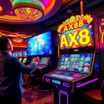 Player enjoying the exciting AX88 fish shooting game in a vibrant casino setting.