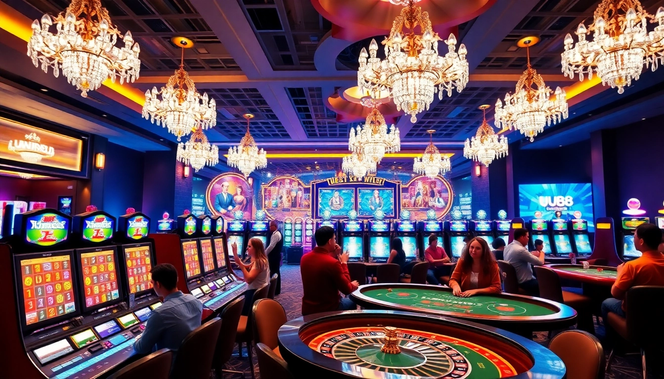 A player enjoying the UU88 online gambling experience at a vibrant casino table.