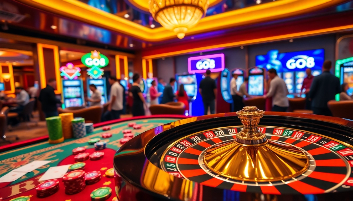 Players enjoy exciting games at the GO8 casino with vibrant tables and slots.