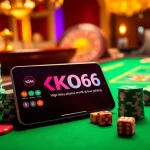 Chơi poker thú vị tại KO66 với những chip sặc sỡ và không gian casino làm tăng trải nghiệm
