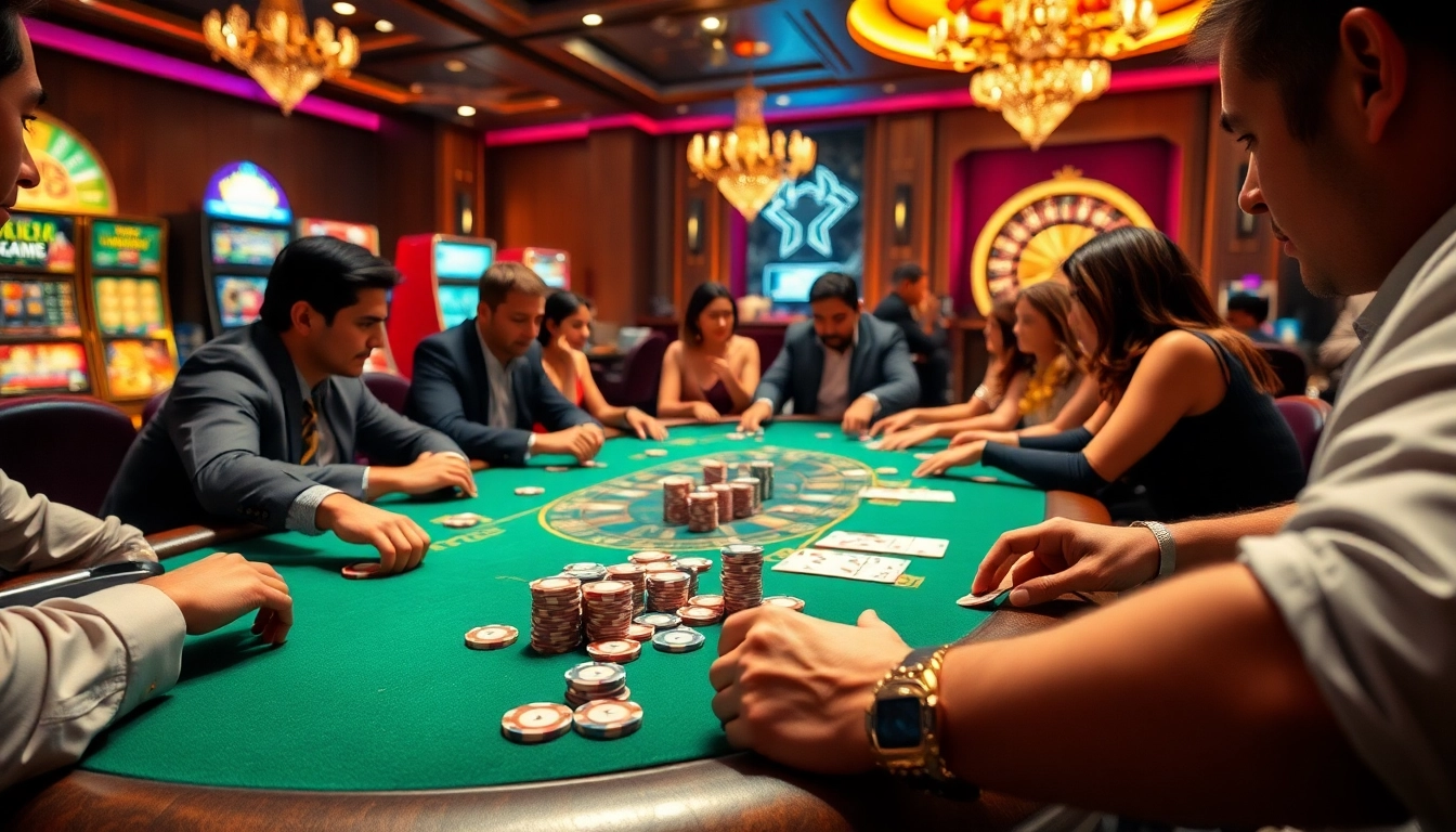 Experience the thrill of high-stakes gambling at https://mm88.moe/, featuring an exciting poker game setting.