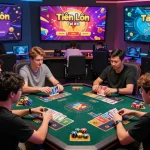 Exciting Rikvip online gaming scene with players enjoying card games and live chat interactions, showcasing the vibrant gaming community.