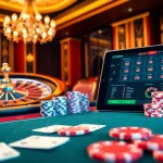 Engaging visual of Đăng ký 98win, featuring a luxurious poker table and vibrant roulette wheel.