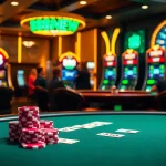 Experience the excitement of gambling at 888NEW with vibrant poker chips and slot machines.