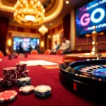 Go8 gamblers celebrating wins at an upscale casino table with poker chips and cards.