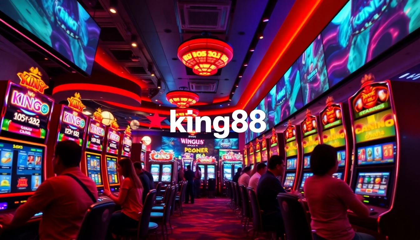Exciting casino gaming atmosphere with king88 slots and vibrant lights