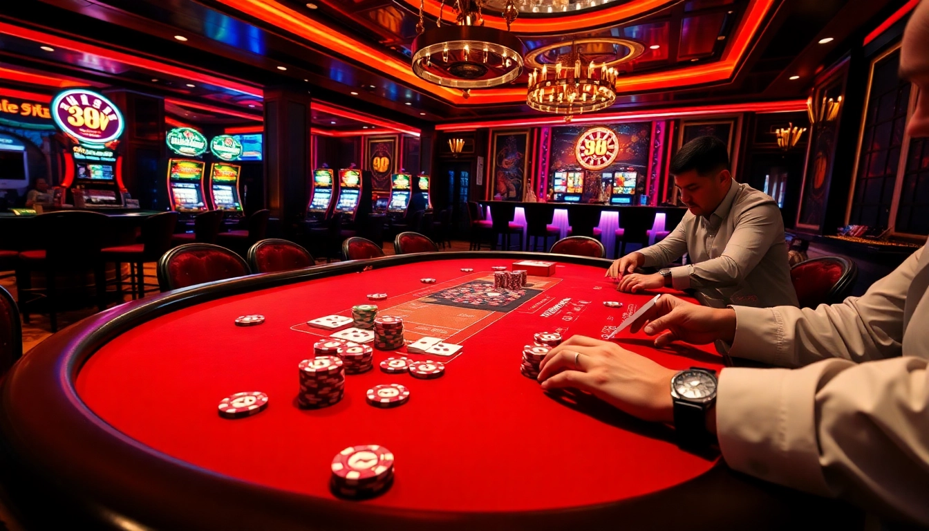 Experience the thrill of casino gaming with 98win featuring vibrant tables and intense poker action.
