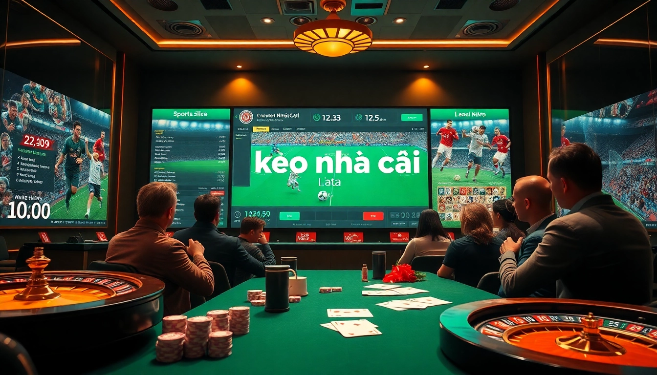Betting on kèo nhà cái with detailed sportsbook visuals and casino elements.