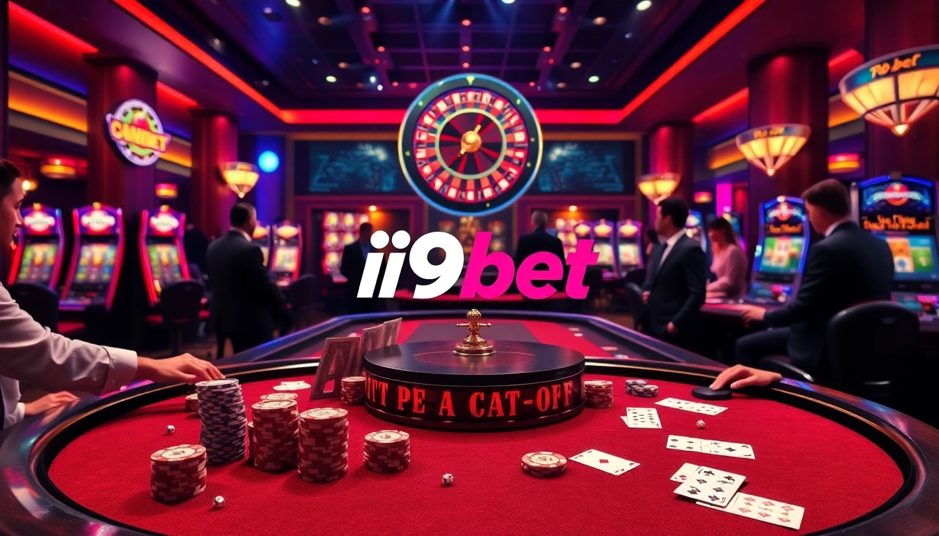 i9bet players enjoying a thrilling game at an elegant casino table with vibrant atmosphere.