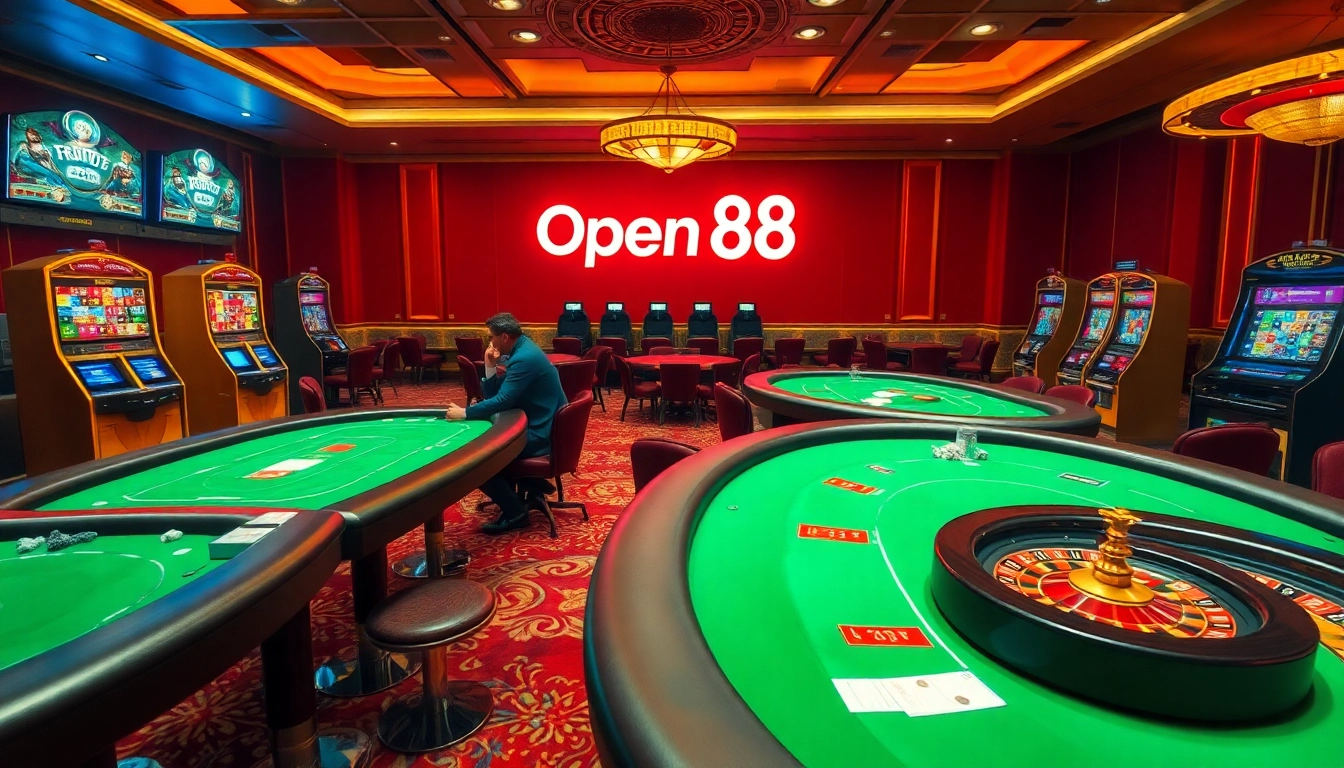 Players enjoying a thrilling gaming experience with open88 casino interface, showcasing poker and slots.