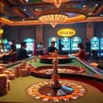 Players enjoying thrilling games at a luxurious one88 casino table with vibrant chips.