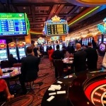 Players enjoying various no hu slot machines on a vibrant casino floor filled with excitement.