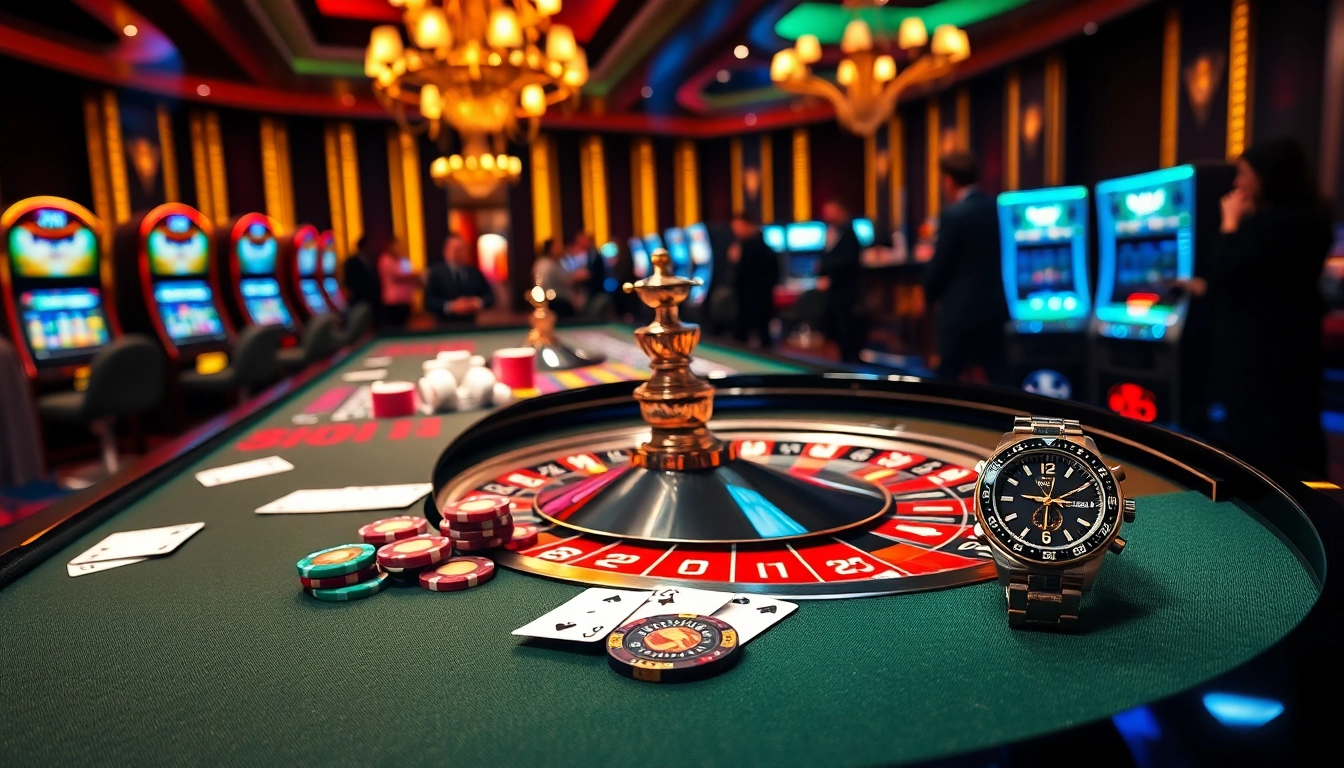 Engage with the excitement of LC88 while playing at a luxurious casino table with vibrant chips and cards.