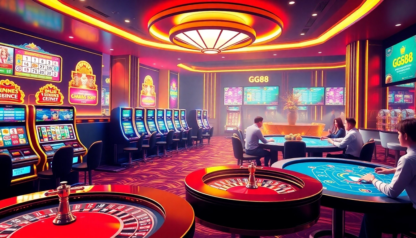 Experience thrilling gameplay at GG88's online casino with vibrant tables and dynamic gaming elements.