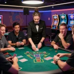 Players enjoy live blackjack at https://ae888a.ru.com/, showing strategic gameplay in a modern casino.