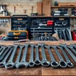 High-quality USAG tools displayed in a professional workshop setting, showcasing wrenches and toolboxes.