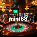 Engage with the excitement of mint88 at a luxurious casino's roulette table.