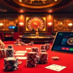 Experience the excitement of gambling at https://8kbetwin.com/ with a luxurious poker table and vibrant elements.