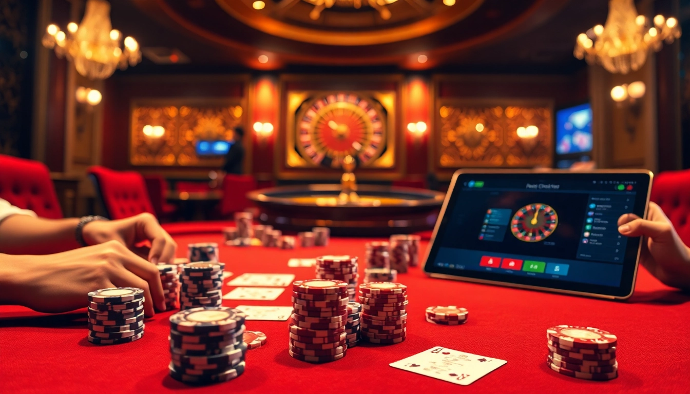 Experience the excitement of gambling at https://8kbetwin.com/ with a luxurious poker table and vibrant elements.
