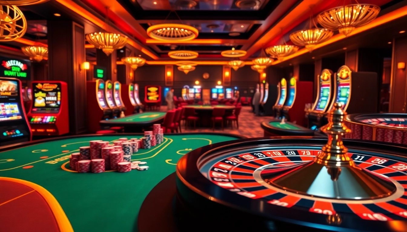 Experience the excitement of 789p as players engage with poker tables and slot machines.