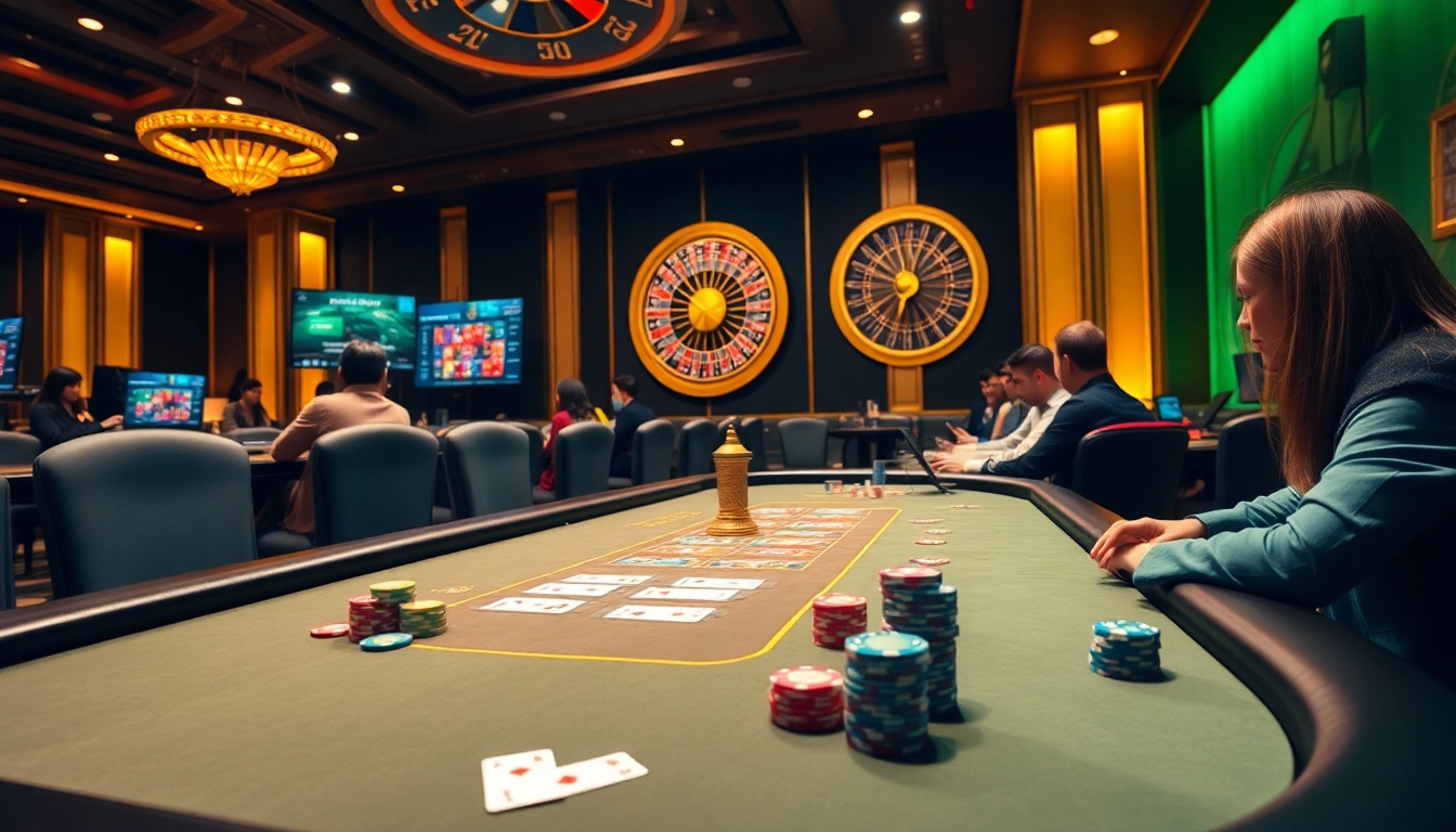 Engage in thrilling gameplay at Trang Chủ Kuwin with live poker, roulette, and vibrant casino visuals.
