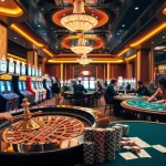 Gamblers enjoying a thrilling game session at KJC’s luxurious casino with roulette and poker tables.