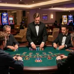 Players enjoying an immersive Baccarat game at rikvip's live casino, showcasing excitement and luxury atmosphere.