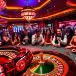 Players enjoy an exciting game at HZ88 casino, showcasing vibrant tables and roulette excitement.