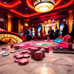 Experience the thrill of G28 at a luxurious casino with vibrant poker tables and roulette wheels.