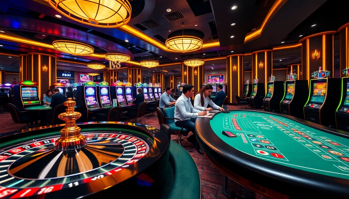 Experience the thrill of gambling at IQ88's vibrant casino, featuring tables and slot machines.