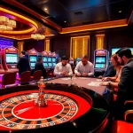 Experience Kèo Nhà Cái in a luxurious casino setting with vibrant tables and eager players.