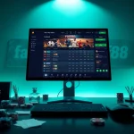 fb88 online betting platform interface displayed on a modern computer in a gaming room.