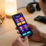 Engage in online gambling with the SUNGAITOTO app, showcasing betting excitement in a cozy setting