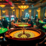 Experience thrilling casino action with lively gamblers at https://luongsontv23.com/, showcasing poker and vibrant roulette tables.