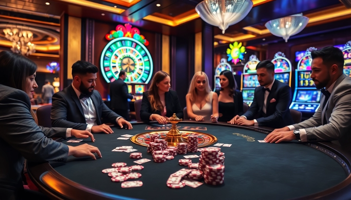 88vv casino scene with poker table and roulette wheel, capturing excitement of gaming.