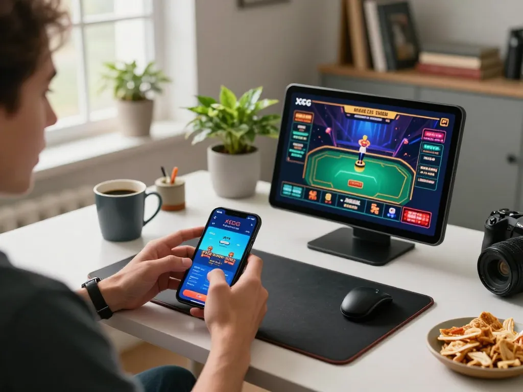 Engaging with XXGG mobile app on smartphone showcasing online casino gaming experience.