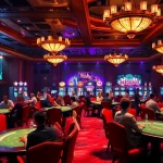 Nohu-themed casino scene featuring vibrant gaming tables and joyous players celebrating wins.