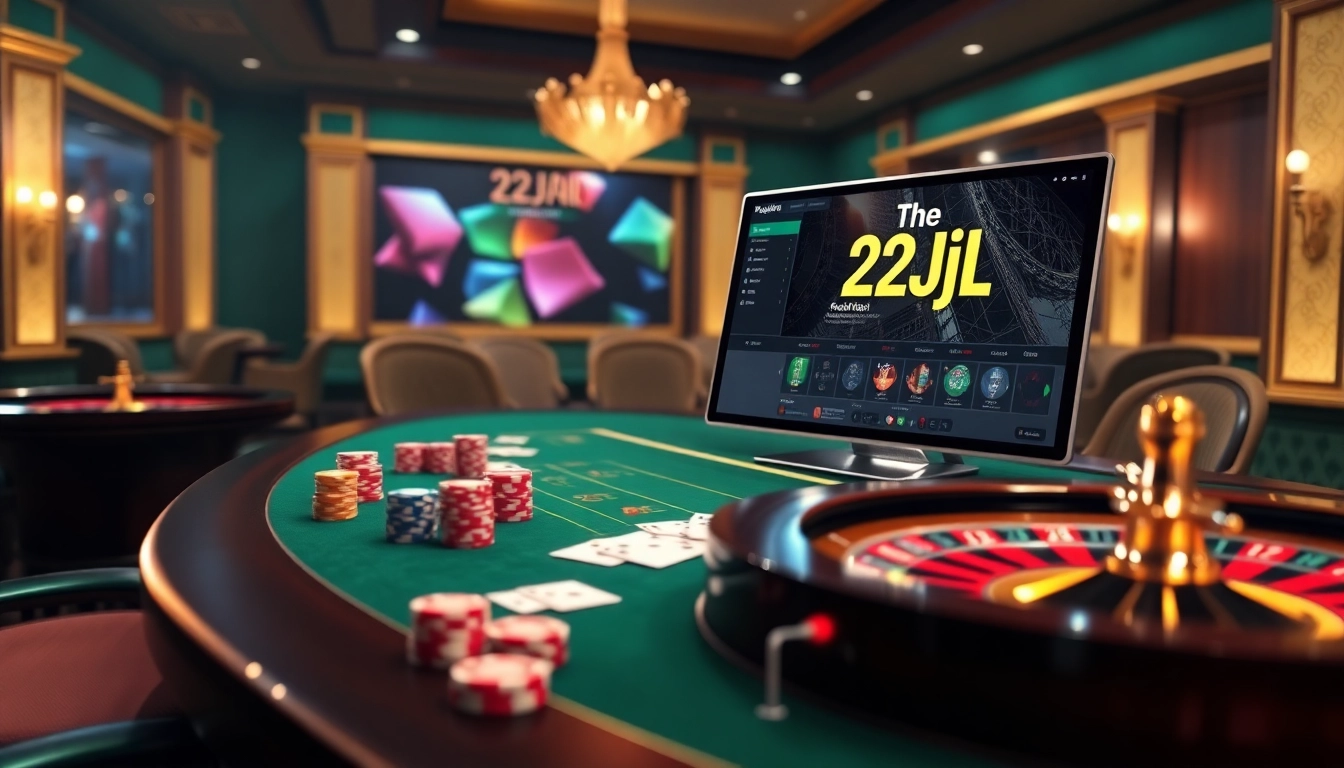 Experience the thrill of poker and roulette at 22JL casino with luxurious gaming elements.