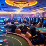 Exciting gameplay at Nhà cái 69VN, showcasing a vibrant casino atmosphere with players engaged at the tables.