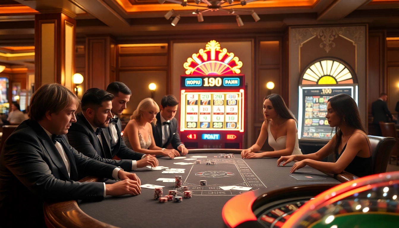 Nohu slots and poker players at a luxurious casino table capturing thrilling moments.