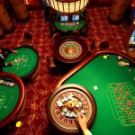 Experience the excitement of table gaming at 888new with vibrant poker chips and strategic players.