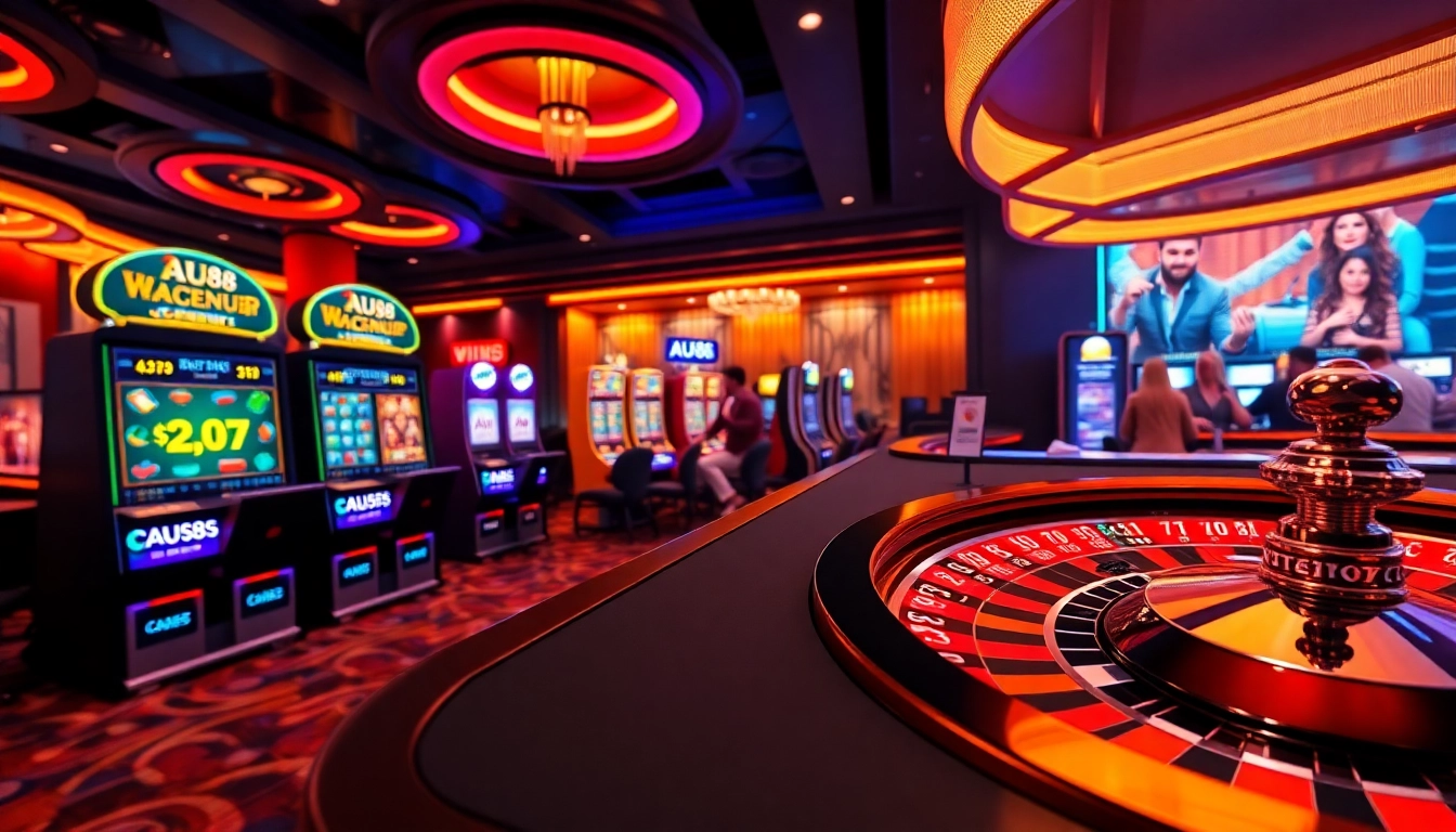 Experience the thrill of online gaming at AU88 with vibrant casino scenes and exciting gameplay.