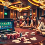 Experience the thrill of VB88 gaming with vibrant casino visuals, showcasing cards and chips.