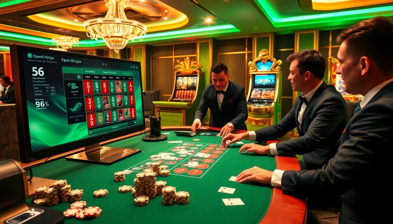 Experience the thrill of open88.ninja with a vibrant casino table, lively games, and professional croupiers.